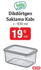 HOBBY LİFE DİKDÖRTGEN SAKLAMA KABI 830 ML